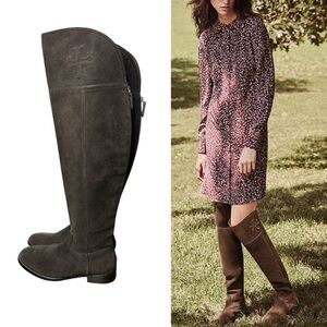 Tory Burch Simone Brown Suede Leather Over the Knee Boots Size 9 Old Money Prep